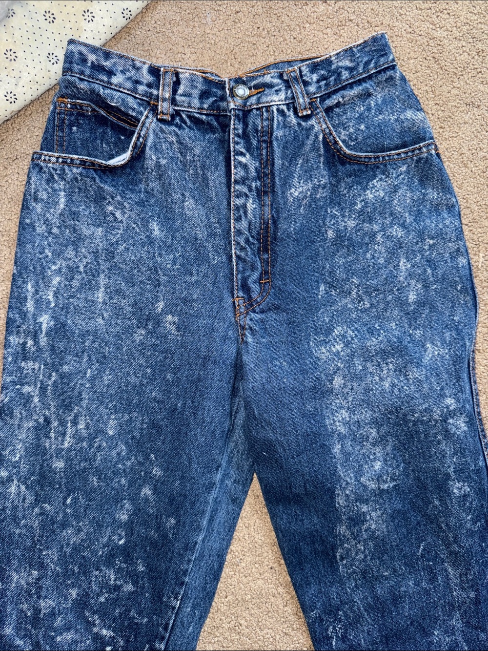 High-Rise Women's Acid-Wash Blue Jeans
